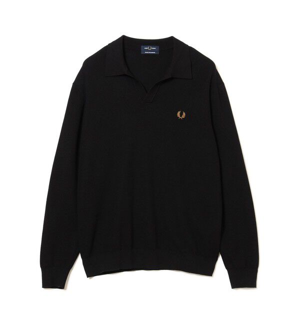 BEAMS「BEAMS｜【別注】FRED PERRY / Skipper Knit Long Sleeve Polo Shirt」|Tシャツ・カットソー|BLACK