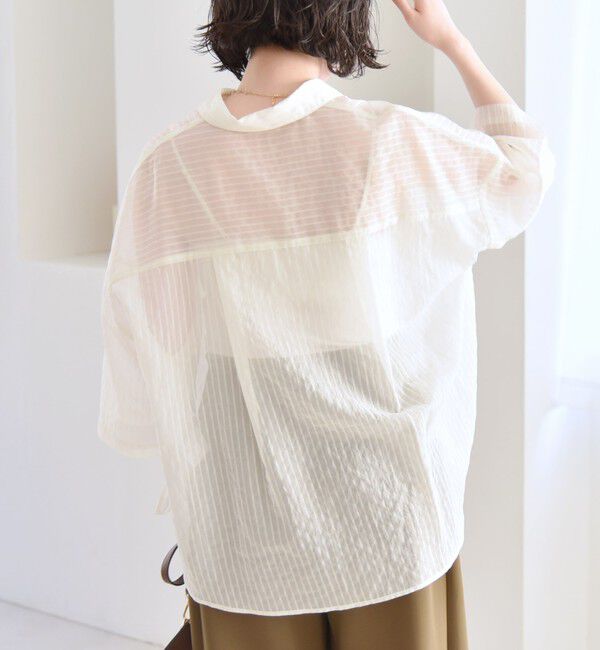 quaranciel「quaranciel:〈手洗い可能〉シアー ストライプ ボーダー ビッグ シャツ」|シャツ・ブラウス|