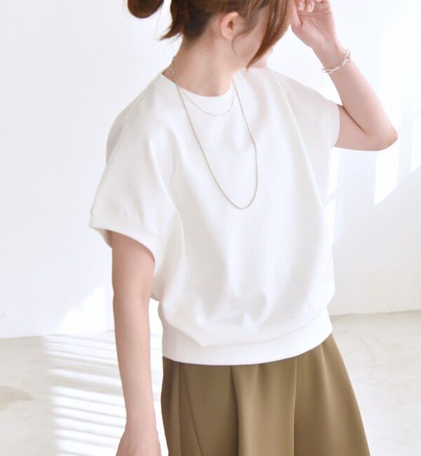 quaranciel「〈洗濯機可能〉ライト ポンチ コンパクト フレンチスリーブ TEE」|Tシャツ・カットソー|
