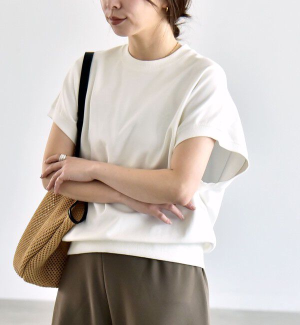 quaranciel「〈洗濯機可能〉ライト ポンチ コンパクト フレンチスリーブ TEE」|Tシャツ・カットソー|