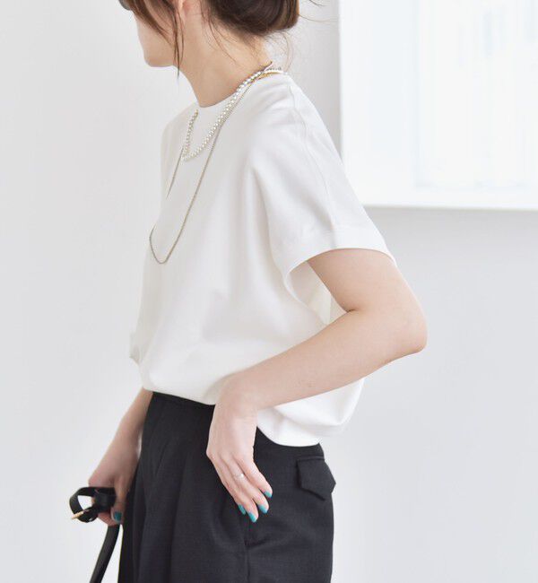 quaranciel「〈洗濯機可能〉ライト ポンチ コンパクト フレンチスリーブ TEE」|Tシャツ・カットソー|