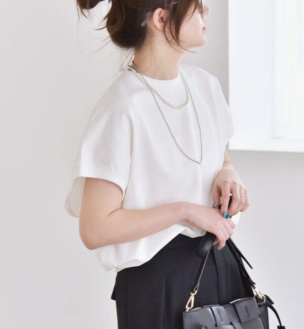quaranciel「〈洗濯機可能〉ライト ポンチ コンパクト フレンチスリーブ TEE」|Tシャツ・カットソー|