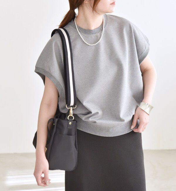 quaranciel「〈洗濯機可能〉ライト ポンチ コンパクト フレンチスリーブ TEE」|Tシャツ・カットソー|