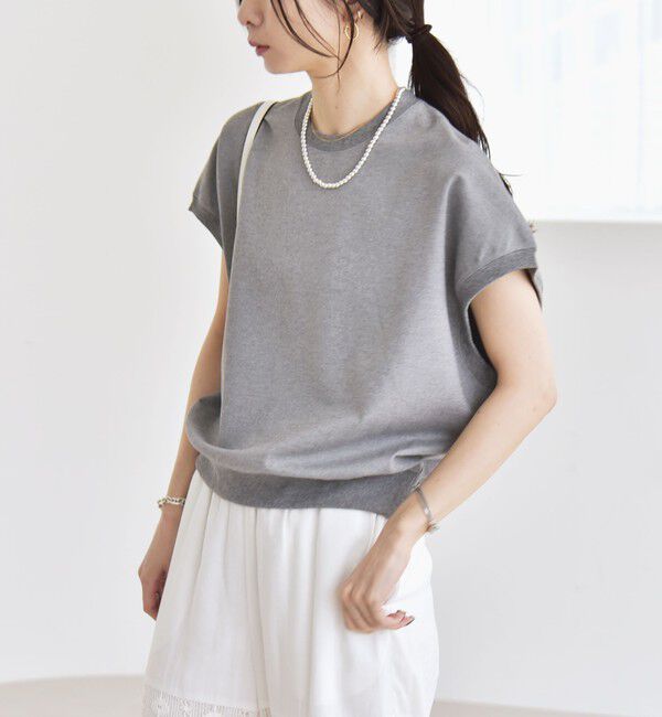 quaranciel「〈洗濯機可能〉ライト ポンチ コンパクト フレンチスリーブ TEE」|Tシャツ・カットソー|