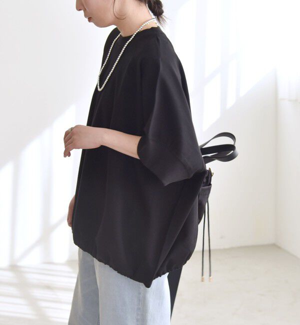 quaranciel「〈洗濯機可能〉ライト ポンチ ハーフスリーブ ドロスト ルーズ TEE」|Tシャツ・カットソー|