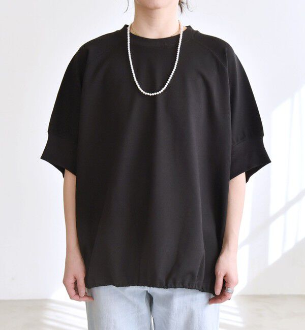 quaranciel「〈洗濯機可能〉ライト ポンチ ハーフスリーブ ドロスト ルーズ TEE」|Tシャツ・カットソー|