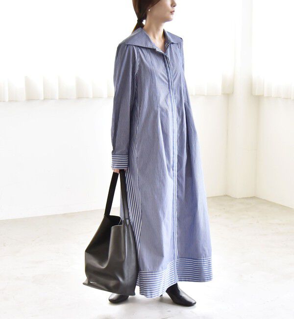 quaranciel「quaranciel:〈洗濯機可能〉ビッグカラー Aライン シャツ ワンピース」|ワンピース|