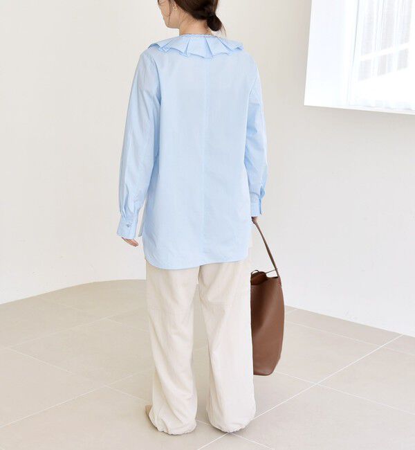 quaranciel「quaranciel:〈洗濯機可能〉タックカラー 2way キーネック シャツ ブラウス」|シャツ・ブラウス|