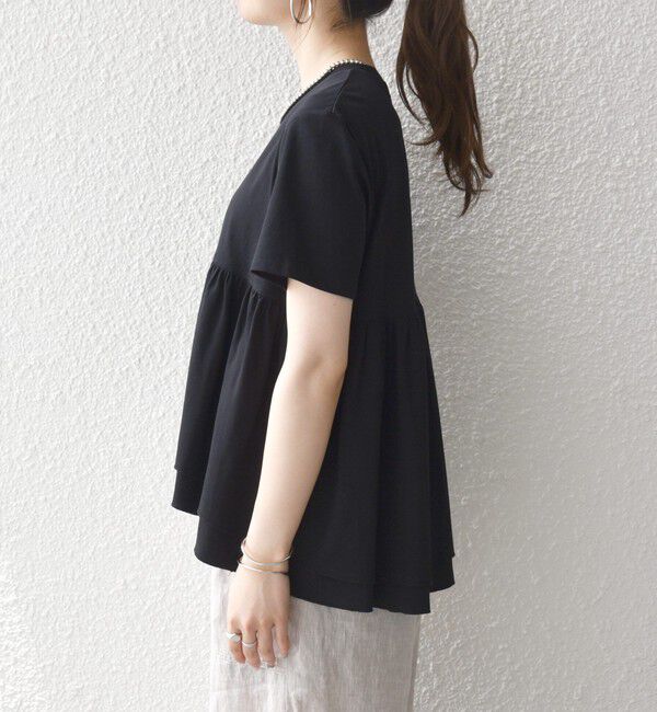 SHIPS any「〈洗濯機可能〉ジャージー ダブルヘム ペプラム TEE」|Tシャツ・カットソー|
