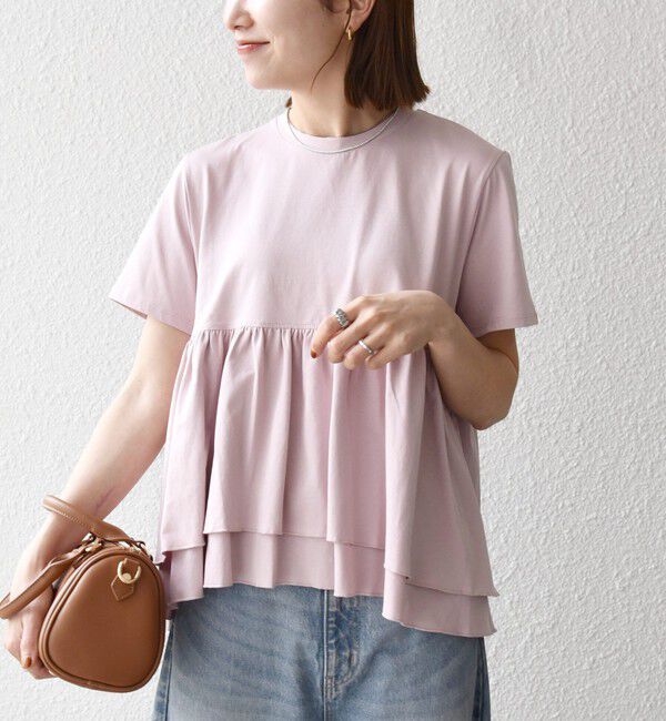 SHIPS any「〈洗濯機可能〉ジャージー ダブルヘム ペプラム TEE」|Tシャツ・カットソー|