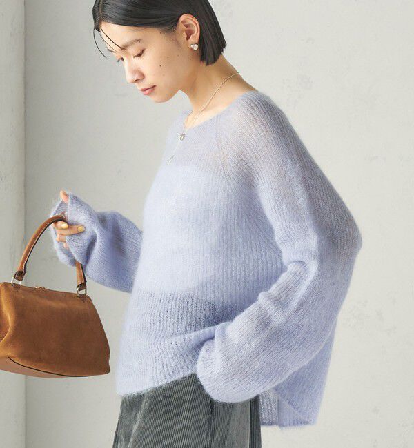 SHIPS for women「〈手洗い可能〉キッド モヘヤ 畦 プルオーバー」|ニット・セーター|スカイブルー