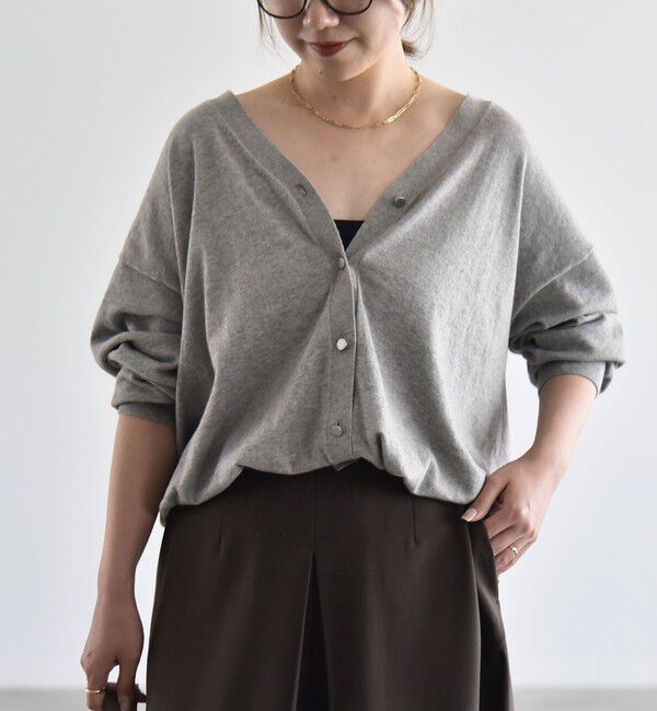 quaranciel「〈手洗い可能〉カシミヤ ミックス Vネック ドロスト カーディガン」|カーディガン|