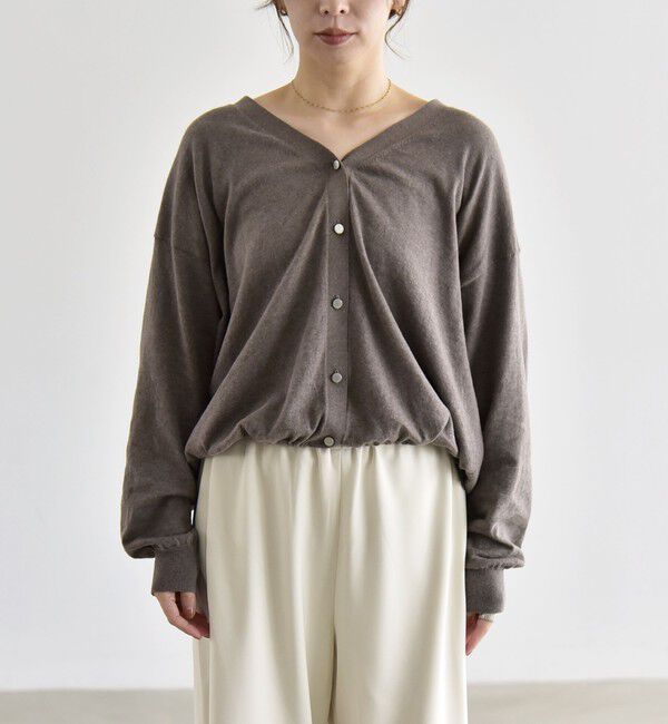 quaranciel「〈手洗い可能〉カシミヤ ミックス Vネック ドロスト カーディガン」|カーディガン|