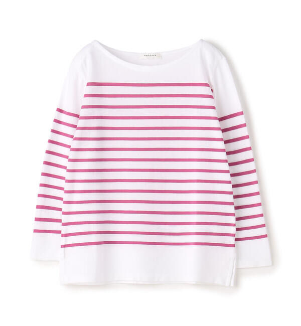 MACPHEE「コットンボーダー ボートネックプルオーバー」|Tシャツ・カットソー|