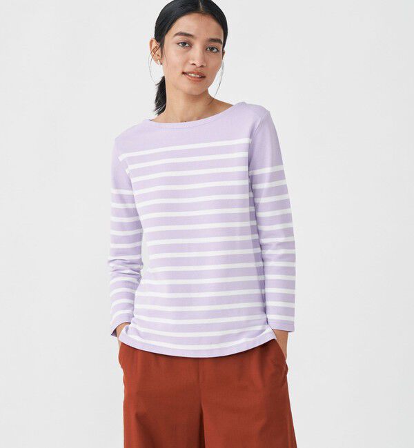 MACPHEE「コットンボーダー ボートネックプルオーバー」|Tシャツ・カットソー|