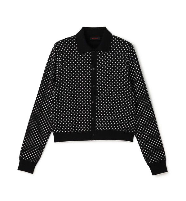 CABaN「コットンカシミヤ ドットジャカードポロカーディガン」|カーディガン|18 ブラック系