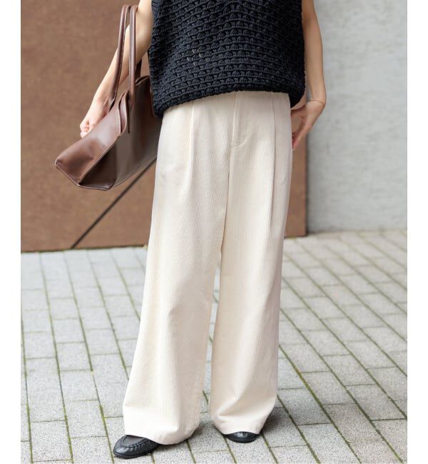 JOURNAL STANDARD relume「《追加予約 / 新色》ウォッシャブルコーデュロイタックワイドパンツ」|その他|ホワイト