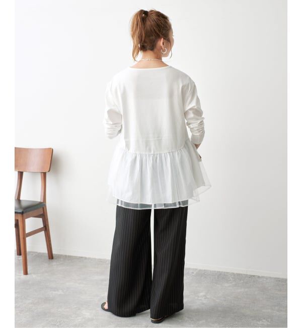 Spick and Span「《追加》チュールコンビフレアプルオーバー」|Tシャツ・カットソー|