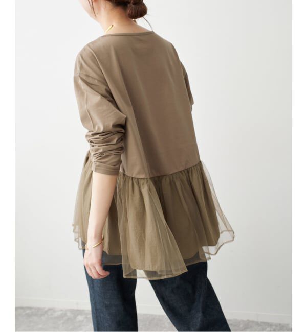 Spick and Span「《追加》チュールコンビフレアプルオーバー」|Tシャツ・カットソー|