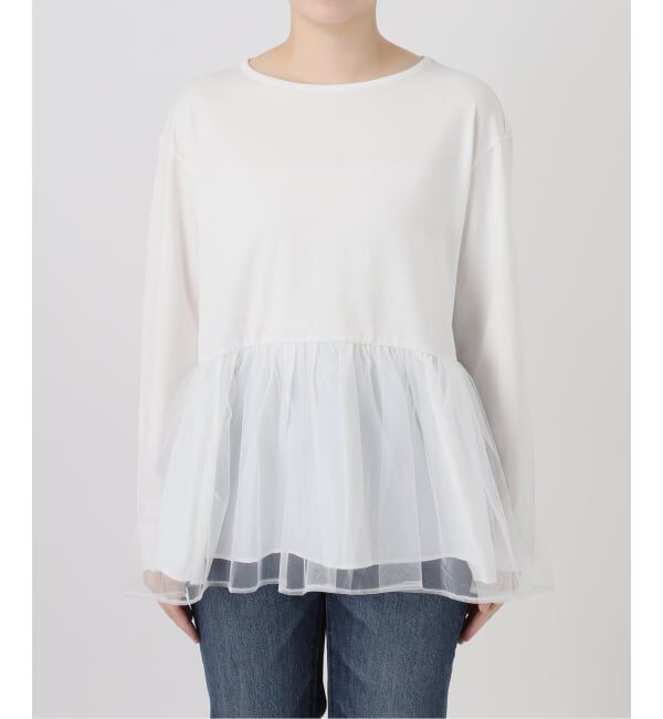 Spick and Span「《追加》チュールコンビフレアプルオーバー」|Tシャツ・カットソー|
