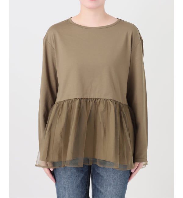 Spick and Span「《追加》チュールコンビフレアプルオーバー」|Tシャツ・カットソー|