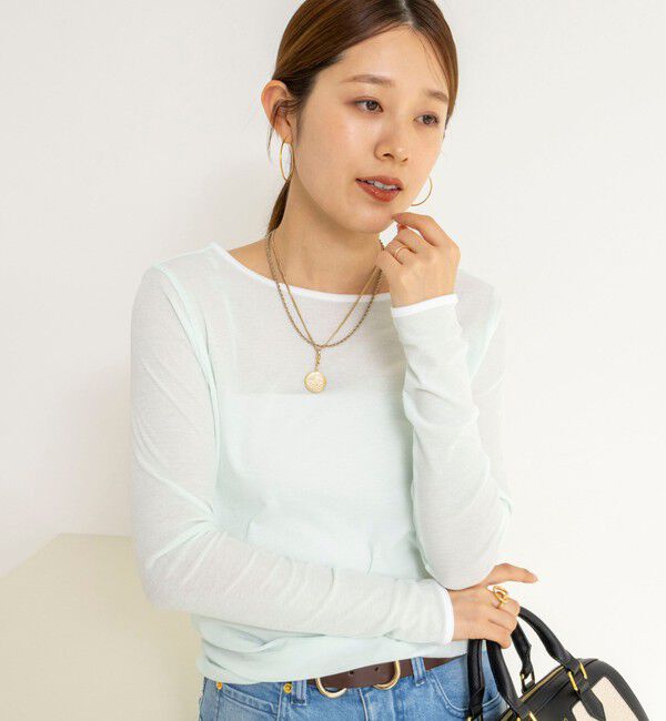 NOLLEY'S「ウォッシャブルシアー配色ロンＴ」|Tシャツ・カットソー|