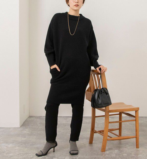 NOLLEY'S「【WEB限定】ワイドリブヘムロングニット」|ニット・セーター|ブラック