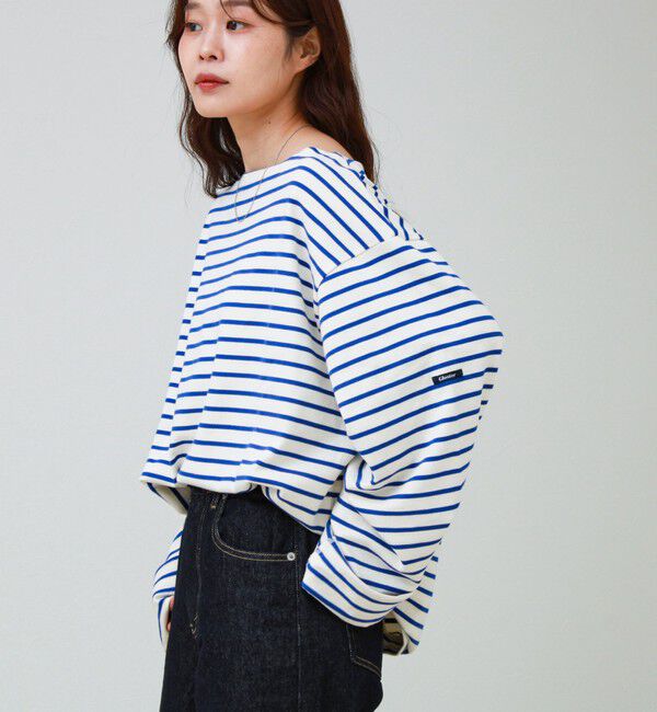 GLOSTER「【ユニセックス】ワイドバスクシャツ ボートネック ボーダー オーバーサイズ」|Tシャツ・カットソー|