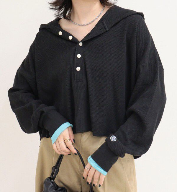 fredy emue「《WEB限定》【DISCUS /ディスカス】ワッフルヘンリーネックフーディ」|Tシャツ・カットソー|
