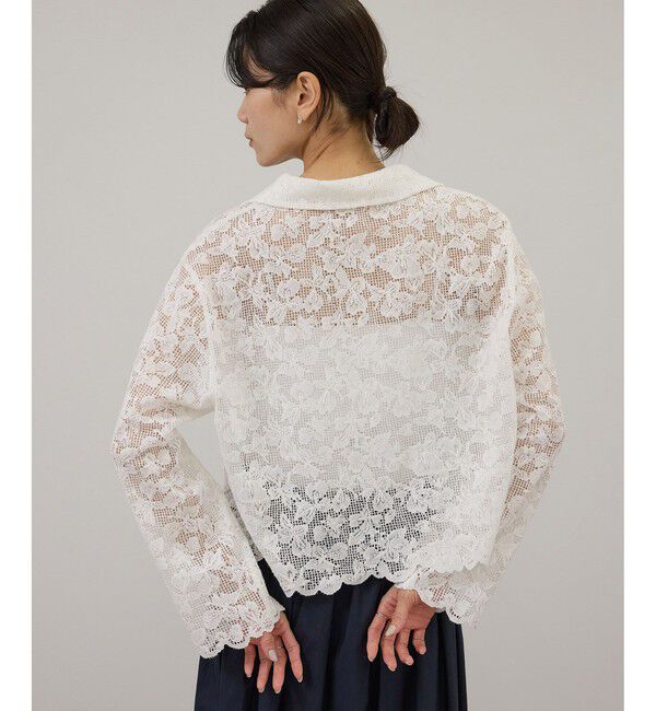 SALON adam et rope'「スカラップレースクロップドシャツジャケット」|その他|