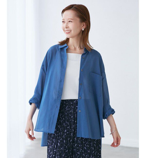 Rope&rsquo;Picnic「【接触冷感・通気性】お着軽シャツシリーズ/綿ボイルバックタックシャツ」|シャツ・ブラウス|