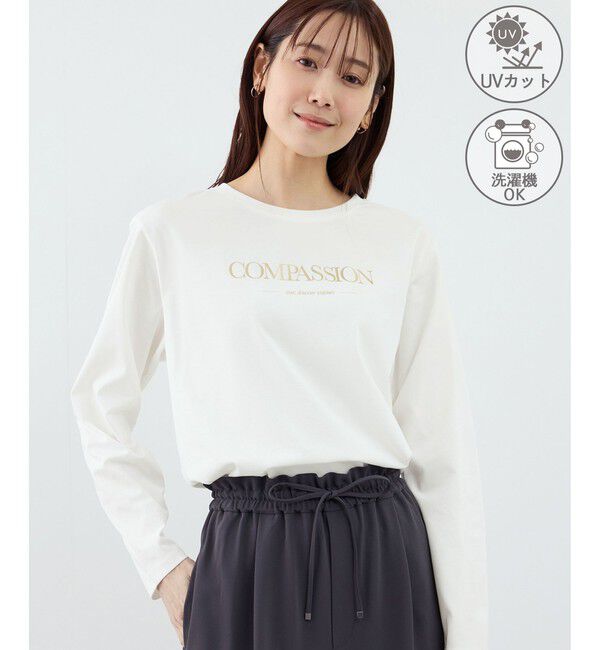 Rope&rsquo;Picnic「RENUロゴプリントロングTシャツ/UVカット・イージーケア」|Tシャツ・カットソー|ホワイト系(12)