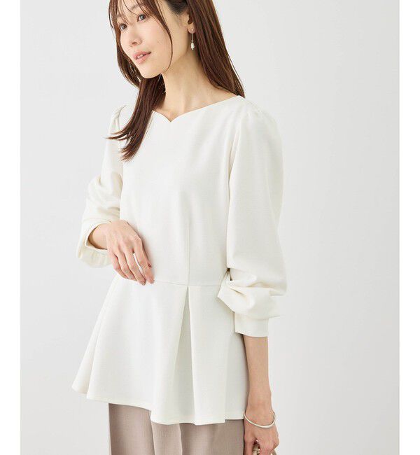 Rope&rsquo;Picnic「カットジョーゼットハートネックペプラムプルオーバー」|Tシャツ・カットソー|