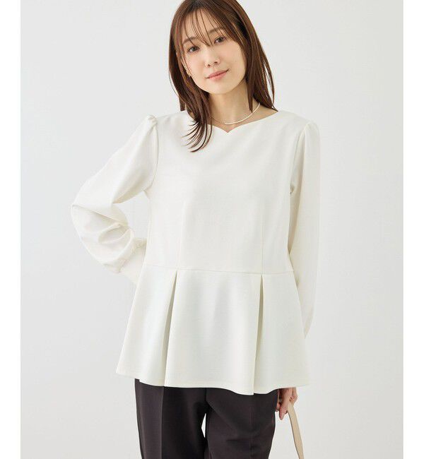 Rope&rsquo;Picnic「カットジョーゼットハートネックペプラムプルオーバー」|Tシャツ・カットソー|
