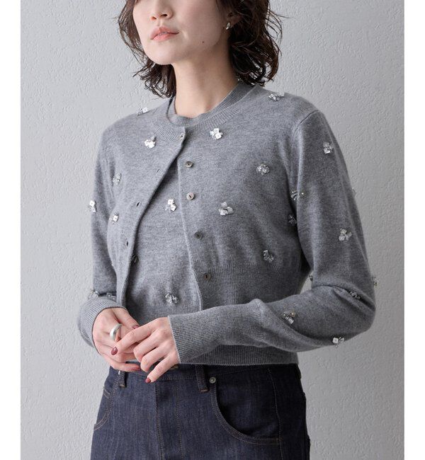 「ビーズ刺繍ニットカーディガン」|ニット・セーター|