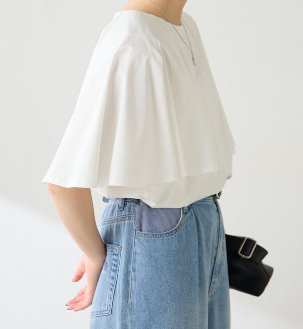  「【接触冷感/二の腕カバー】ケープデザインカットソー」|Tシャツ・カットソー|