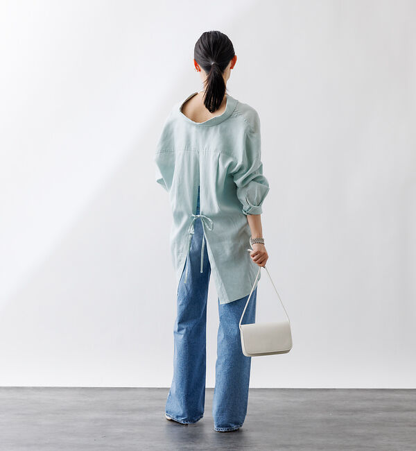 Rouge vif「【一部店舗限定】麻混バックスリットリボンシャツ」|シャツ・ブラウス|