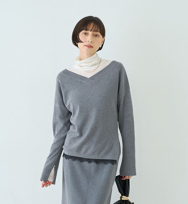 Rouge vif「前後2WAYウール釦テレコタートルカットソー」|Tシャツ・カットソー|