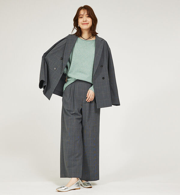 abahouse mavie「グレンチェックタックワイドパンツ」|その他|