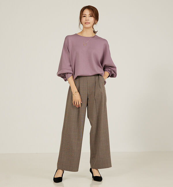 abahouse mavie「グレンチェックタックワイドパンツ」|その他|