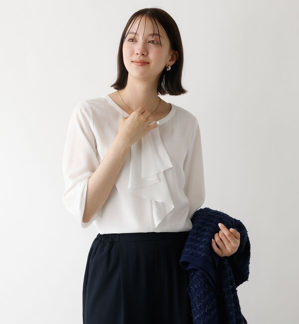 abahouse mavie「【セミオケ】ジョーゼットフリルブラウス」|シャツ・ブラウス|