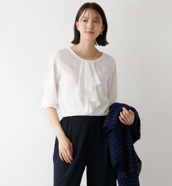 abahouse mavie「【セミオケ】ジョーゼットフリルブラウス」|シャツ・ブラウス|