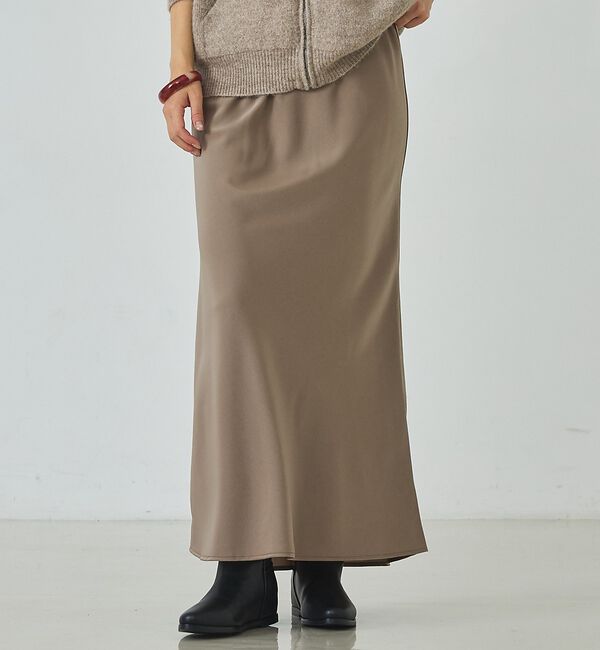 abahouse mavie「サテンバイヤススカート」|スカート|ベージュ
