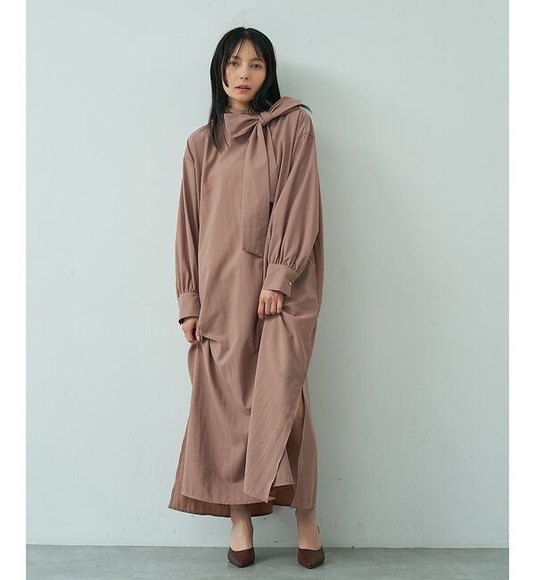 abahouse mavie「【ベッキーコラボ】ボウタイロングワンピース」|ワンピース|ベージュ