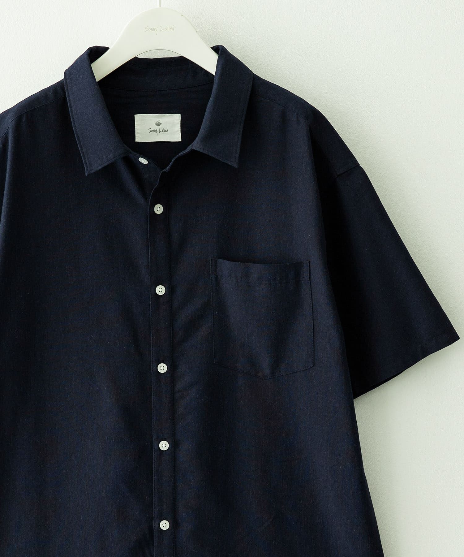 Sonny Label 「接触冷感リネン混ショートスリーブシャツ」|シャツ・ブラウス|ネイビー