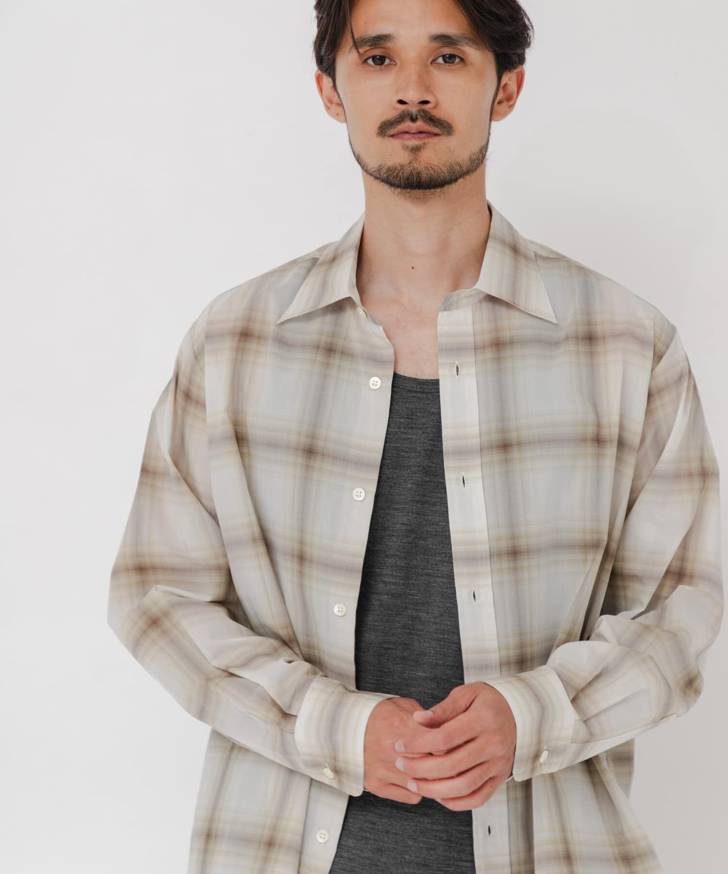URBAN RESEARCH「SHEER CH SQUARE CUT SHIRTS」|シャツ・ブラウス|アイボリー