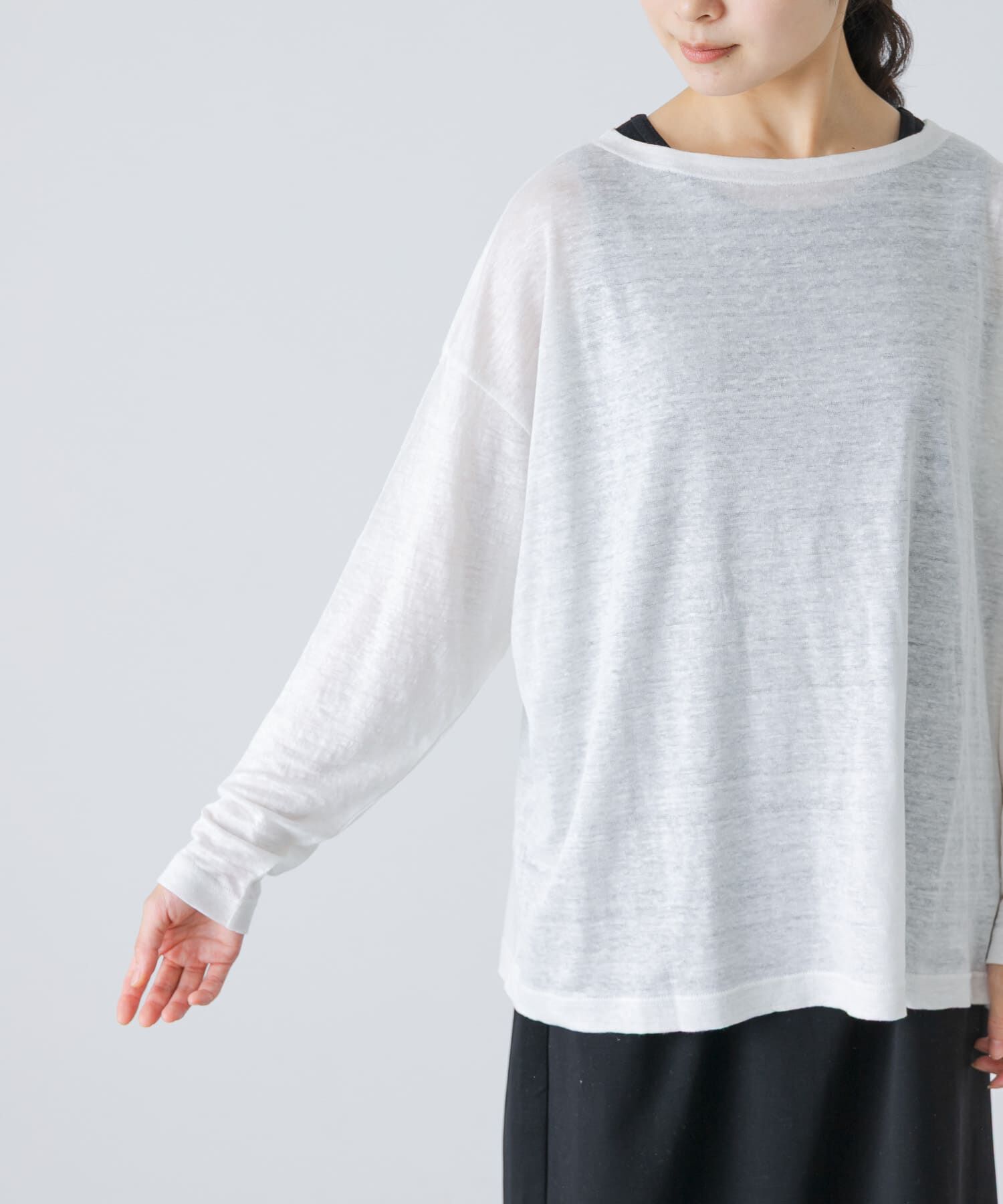 かぐれ「リネンボートネックカットソー」|Tシャツ・カットソー|