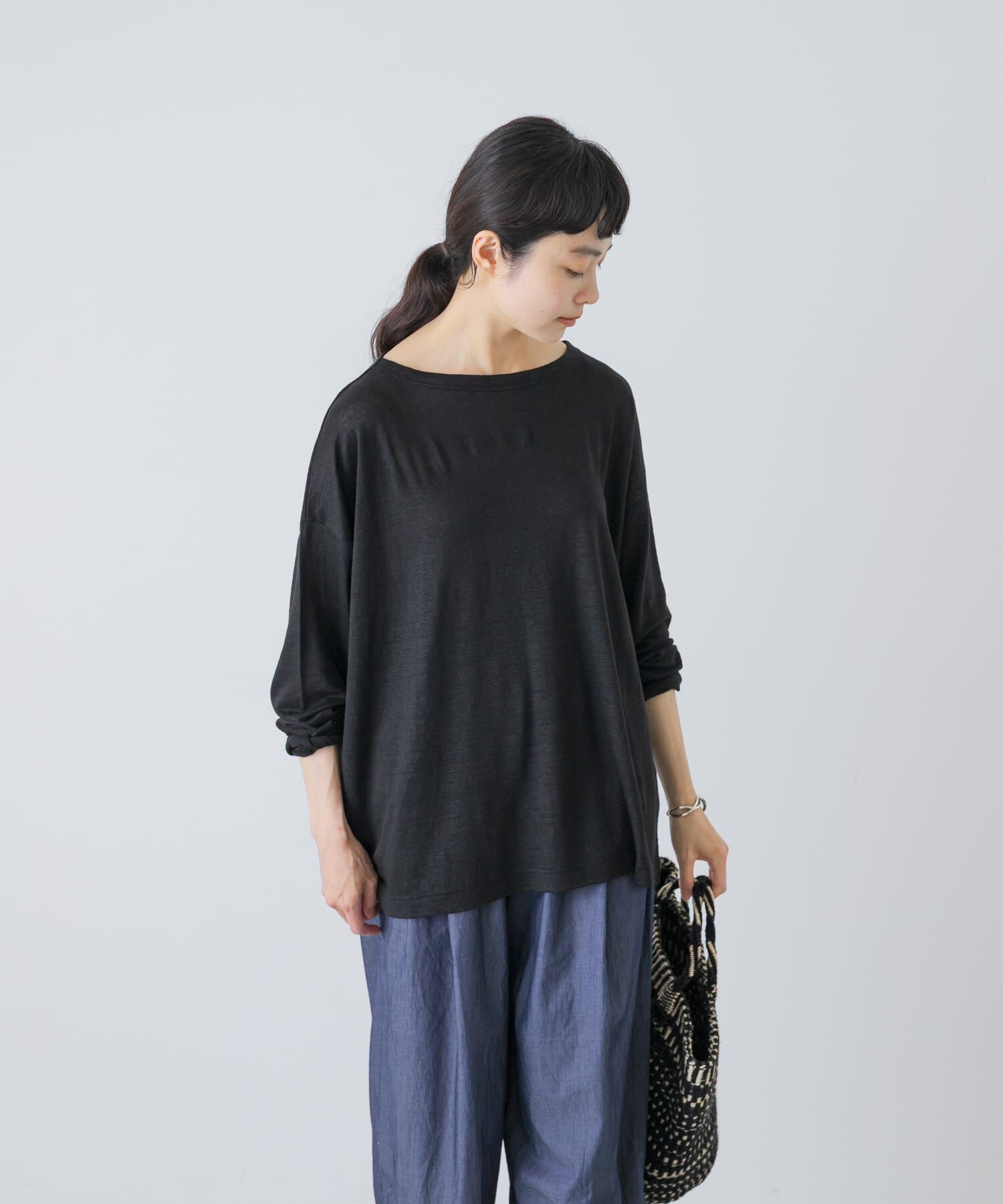 かぐれ「リネンボートネックカットソー」|Tシャツ・カットソー|