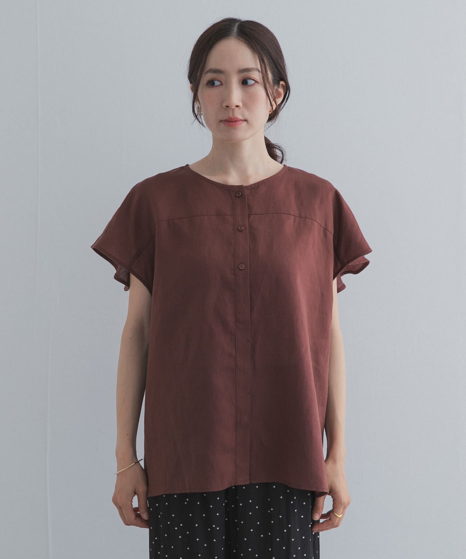 URBAN RESEARCH DOORS「バックフリルスリーブブラウス」|シャツ・ブラウス|