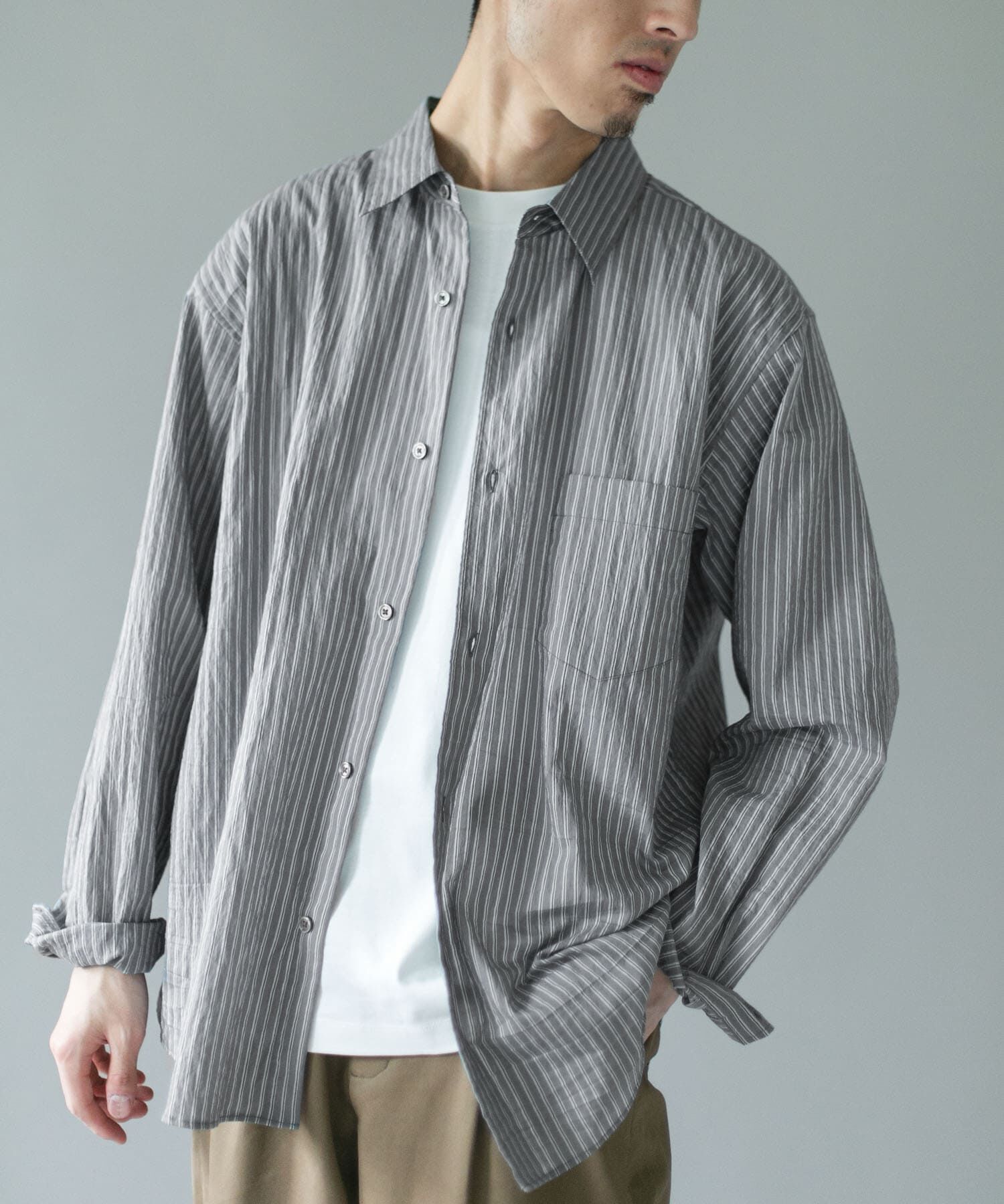 URBAN RESEARCH DOORS「ライトウェイトストライプレギュラーカラーシャツ 26AW」|シャツ・ブラウス|